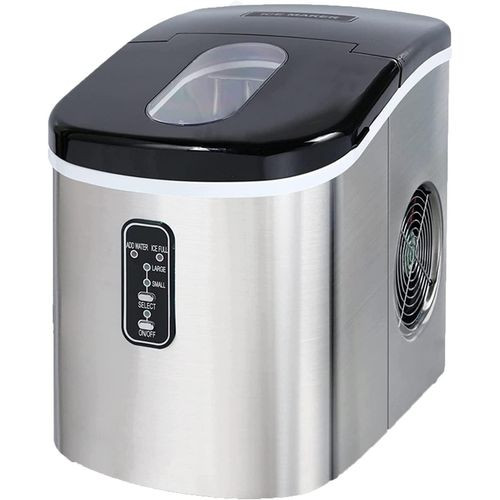 Hoffmans 2.2 Litres Ice Maker Desktop Mechanism Ice Maker Portable Ice Maker Home Small Mini Commercial Milk Tea Shop Round Ice Cube Maker It Only Takes A Few Minutes To Prepare Bullet Ice Cubes Stainless Steel - Silver/Red