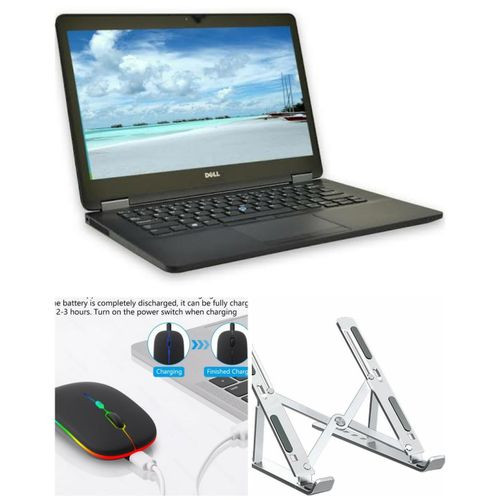 RENEWED Dell Latitude 7470 Core i7 8GB RAM 512GB SSD + Mouse Office Stand - Black