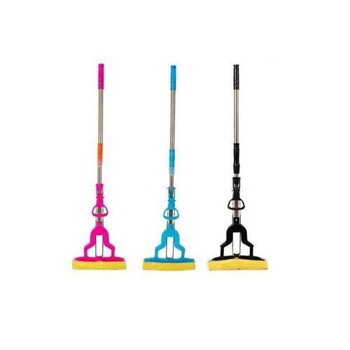 Folding Sponge Mop With Stainless Steel Handle - Color may Vary