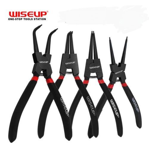 7 Inches Heavy Duty Circlip Pliers Kit Outside Inside Right Angled Beak Portable Multifunctional Snap Ring Circlip Pliers - Black,Red