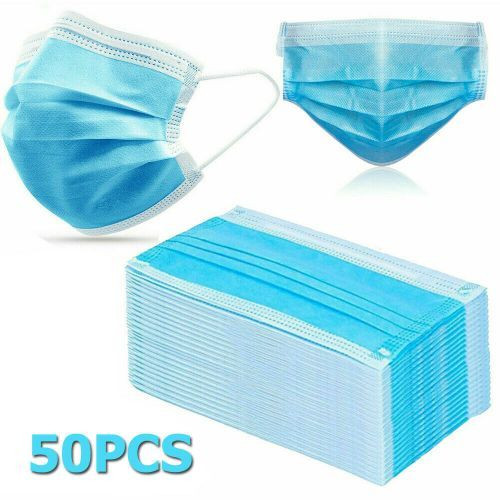50Pcs Disposable Face Mouth Masks - Blue