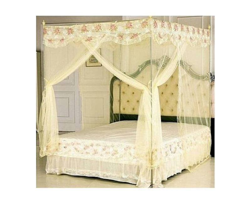 Mosquito Net Without Stands- Top Design May Vary - Cream