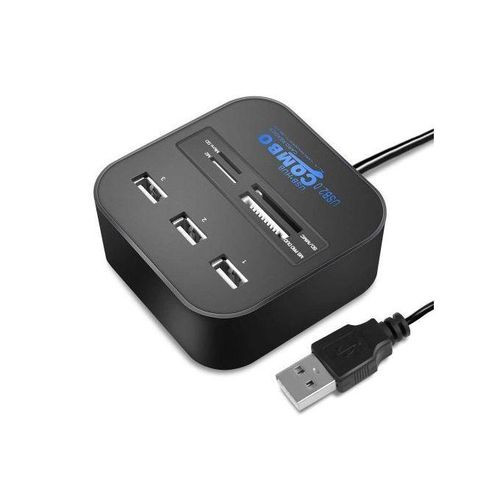Combo USB Hub 2.0 480Mbps USB Combo Card Reader All In One-Black