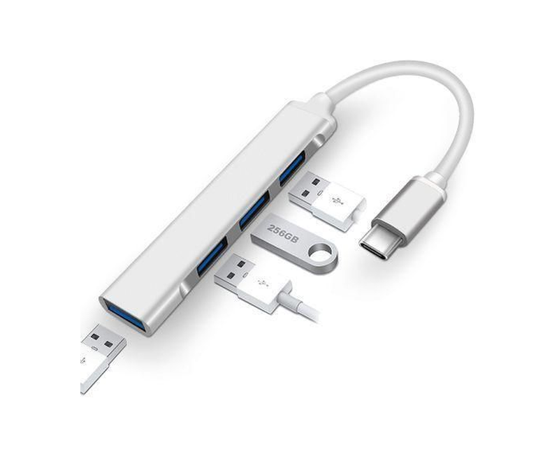 USB C HUB 3.0 Type C 3.0 4 Port Multi Splitter Adapter OTG USB-Silver