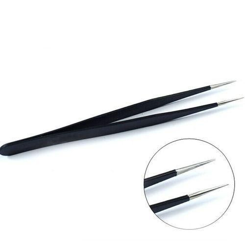 Tweezer Nail Shaped Stainless Steel Elbow Straight - Black