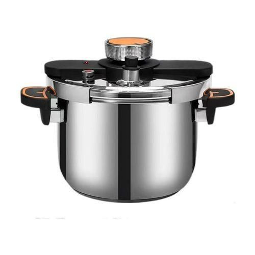 6 Litre Classic Stainless Steel Pressure Cooker Triple Safety System Easy To Clean Easy Cooking Kitchen Ware Universal For Gas Induction Cooker -Silver