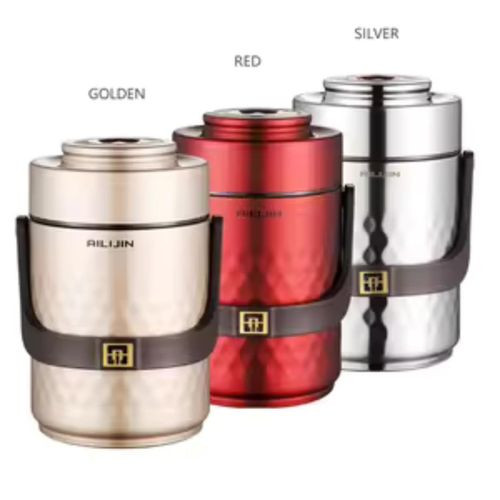 Japan Stainless Steel Insulated Food Flask Leakproof Lunch Box Keep Cold/Warm 12H For Men, Women, School, Office, Picnic, Travel,Red,1.4L- Multi-Color