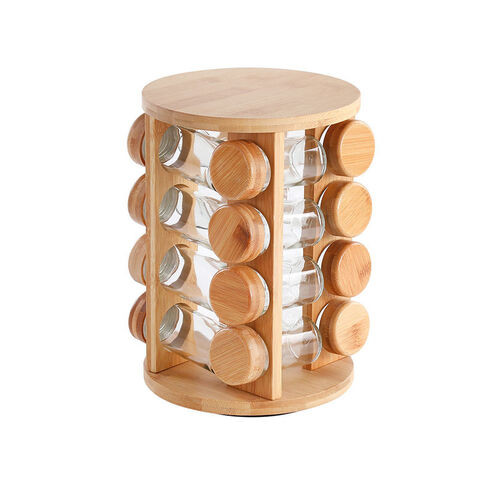 Spice Rack Storage Set -16pcs -Clear And Brown