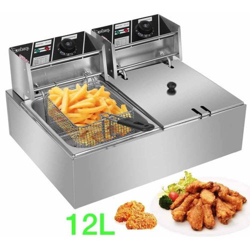 12ltrs Commercial Double Deep Fryer - Silver