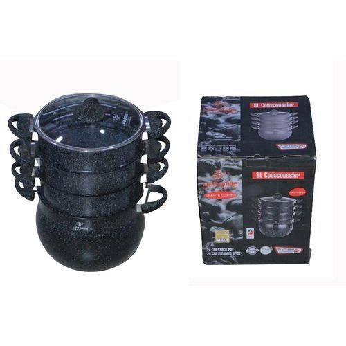 Life Smile 8L Granite Coating 3 Tier Food Steamer-Black