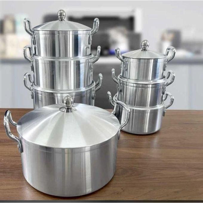 High-quality 7pcs Set Aluminum Polished Deep Pot Large Cooker Set.