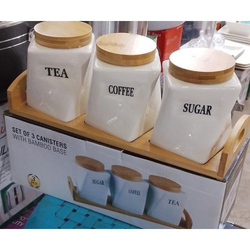 Sugar Bowl Canister 3 Pieces-white