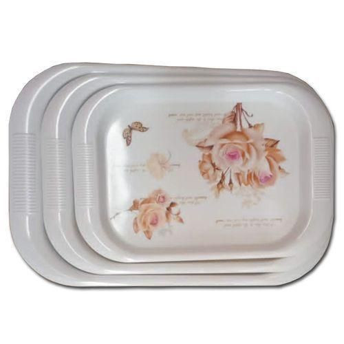 3 Floral Trays For Serving Breakfast Food & Drinks