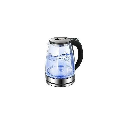 Hoffmans 2L Glass Electric Kettle With LED Blue Light- Silver , Black