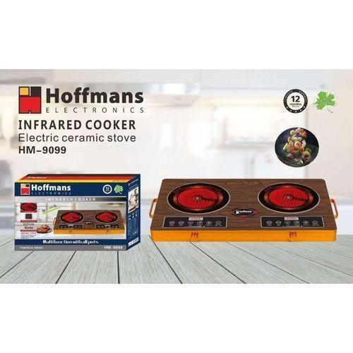 Hoffmans Double Infrared Cooker Hotplate- Effortless Cooking- Fast Cooking- Brown