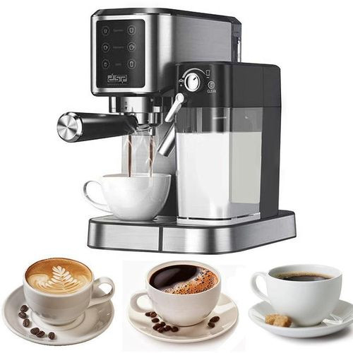 Dsp 2 In 1 Cappuccino Maker Stainless Steel Coffee Maker Espresso Machine With Milk Tank- Color Silver