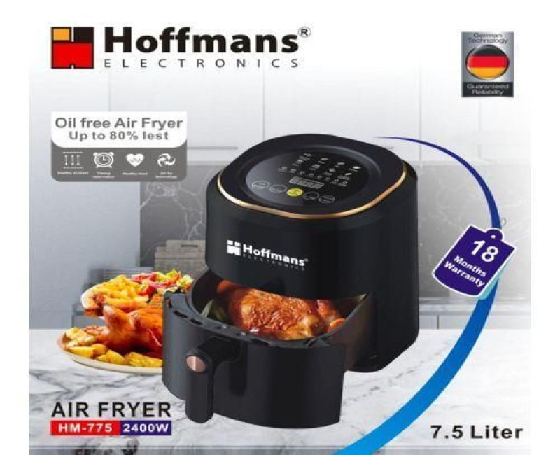 Hoffmans 7.5 Liter Oil Free Air Fryer - Black