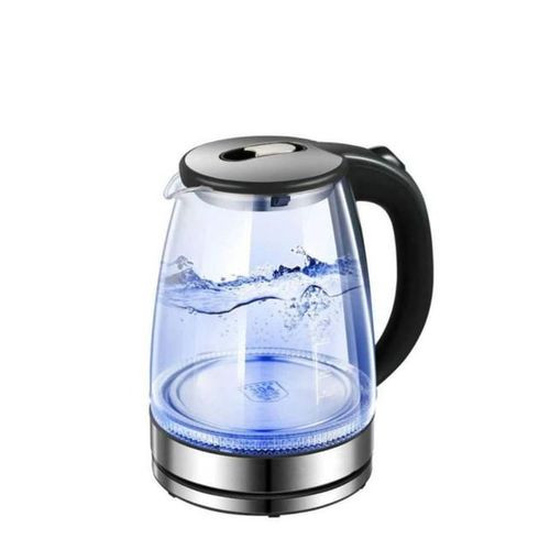 2L Glass Electric Kettle With Led Blue Light- Siliver Black
