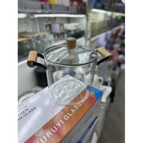 5.5Litre Glass Saucepan With Lid For Cooking Glass Pot Double Handles Stovetop For Cooking Milk, Pasta Baby Food Soup Multi-Purpose Glass Cooking StockPot And Kitchen Glassware Nonstick