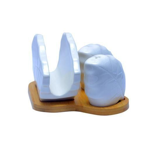 Salt And Pepper Shaker, Napkin Holder Set - White