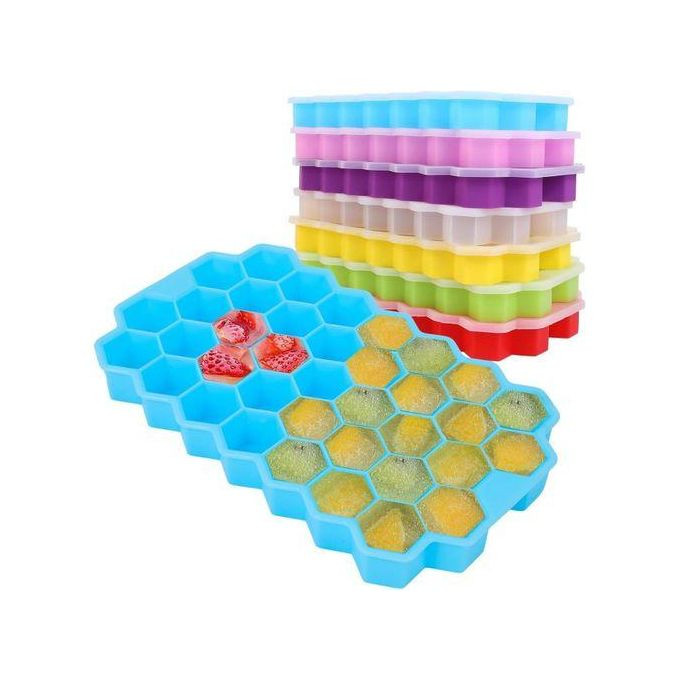 1Pc Flexible Ice Cube Tray Ice Tray Silicone Ice Cubes Maker - Multicolour