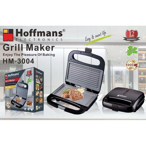 Hoffmans 1000W Electric Grill Maker HM-3004 - Black