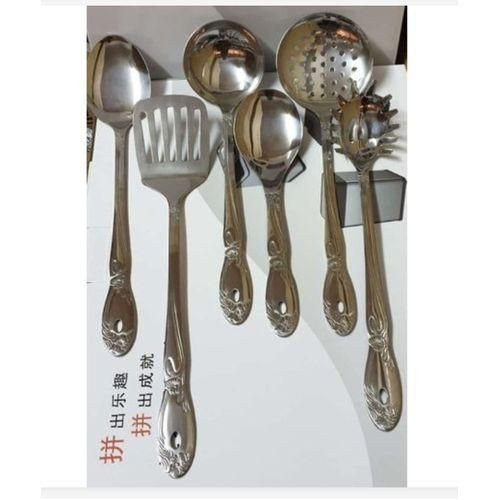 Yiwu Set Of 6pc Metallic Design Spoons - Silver