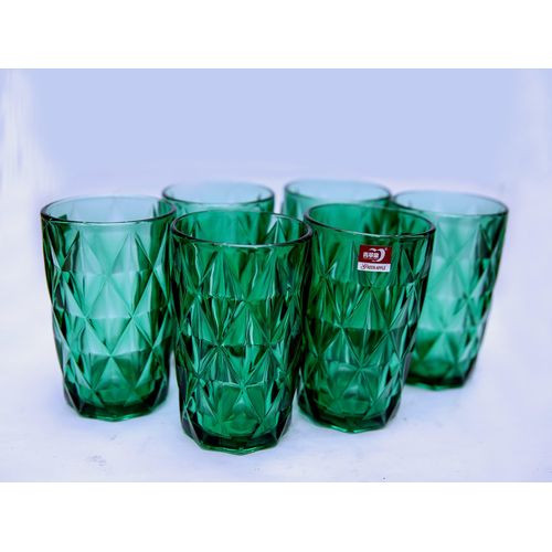 6 Pieces Glasses For Drinking Juice And Beer - Green Transparent