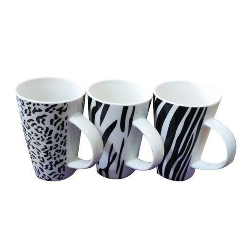 6 Piece Zebra Designed Cups - White, Black