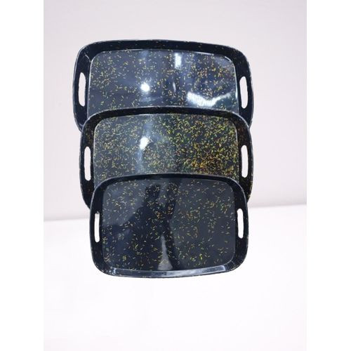 3 Piece Melamine Tray Set-Black