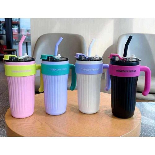 860ml Handle Cup 316 Stainless Steel Insulated CupIce Cream Cup Thermal Straw Cup Water Bottle Mugs Vacuum Insulated Bottle
