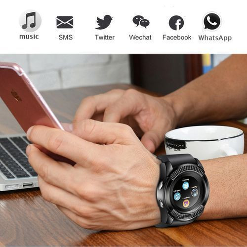 Round Screen Bluetooth Smart Watch - Black.