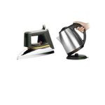 Flat Iron & Electric Kettle Percolator 2 Litres - Silver