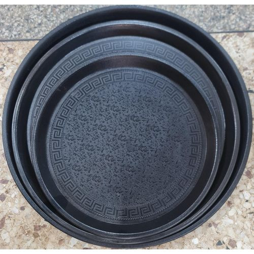 Other Circular Plastic Tray Set 3pcs -Black