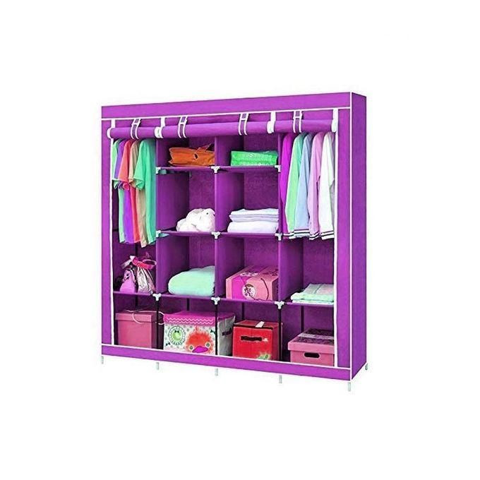 4 Column Cloth & Metal Frame Portable Wardrobe - Multicolor
