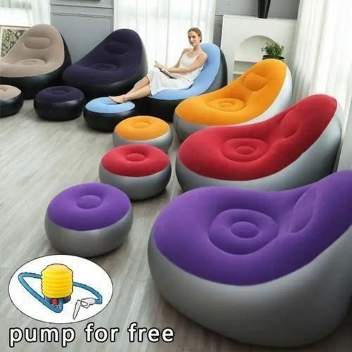 1pc Inflatable Lazy Air Sofa - Multicolor