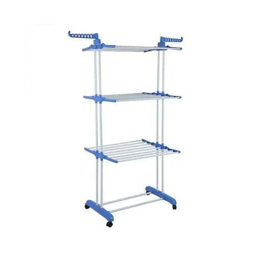 3 Layers Cloth Drying Rack With Wheels(Not Assembled)- Blue / Pink / Grey