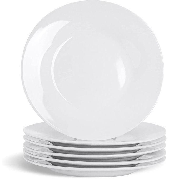 Ceramic 6 Pieces Dinner Plates With Curve-White