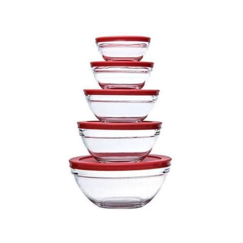 5Pcs Glass Bowl Set - Clear Color Of The Lids May Vary