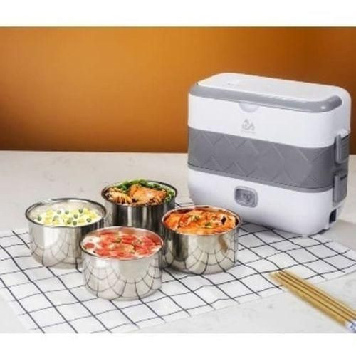 Portable Electric Lunch Box Heating Food Steamer Container, White