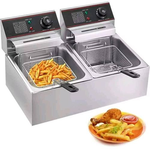 Double Deep Fryer 12 Litres - Silver