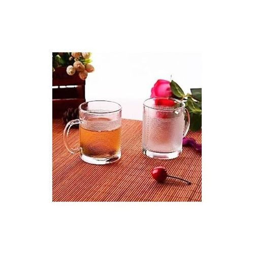 Set Of 6 Transparent Tea, Coffee Glass Mugs / Cups. - Transparent