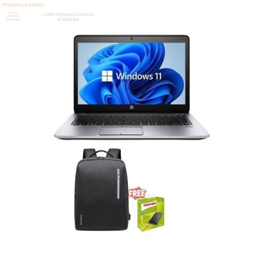 Hp Refurbished 840 Elitebook G2 14" Core i5, 8GB Ram, 1TB HDD + Free Bag - Black.