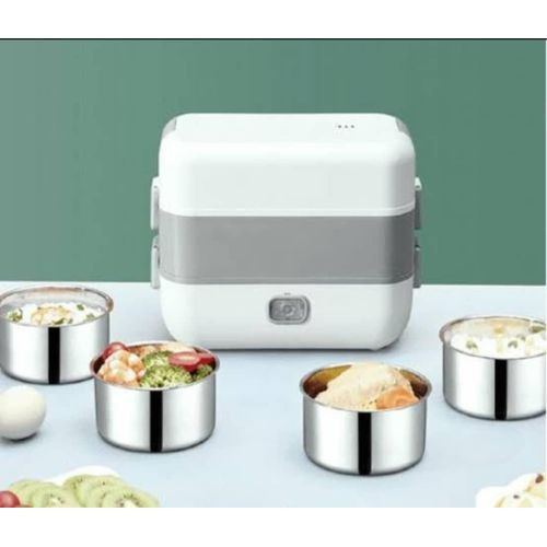 Mistaha Electric Lunch Box Stainless Steel Portable Food Warmer For School Office 2 Layer Portable Food Warmer Heating 200W