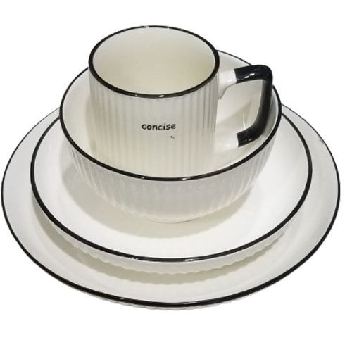 Ceramic 4 Cups 4 Bowls 4 Small Plates 4 Dinner Plates - White
