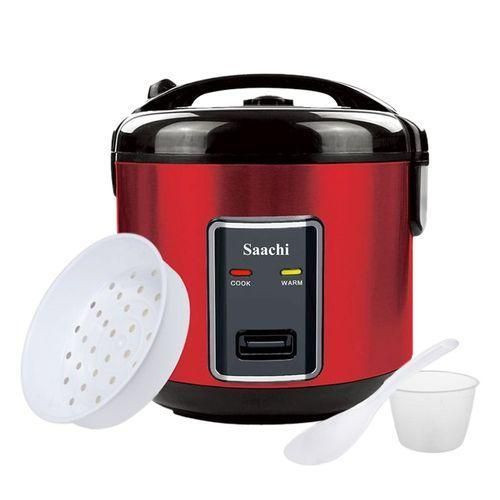 Saachi 2.8l Electric Rice Cooker With Steam Basket To Cook Vegetables-Red/Black