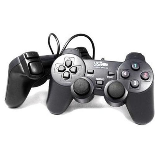 UCOM PC Twin Controller Game Pads Double Shock Vibration PC USB Dual Shock Twin Game Pad - Black