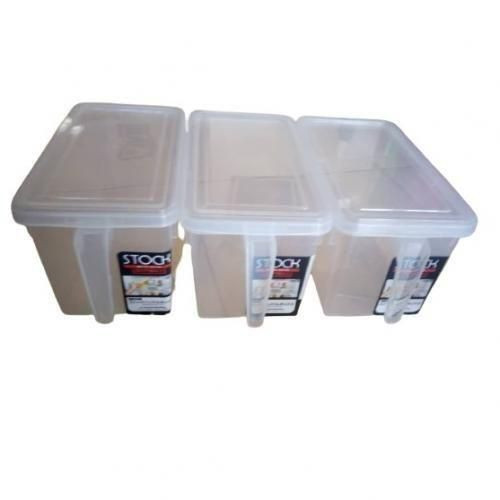 A Set Of 3 Fridge Storage Tins - Transparent