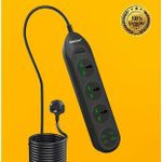 ONESAM Power Socket With 4 USB Ports For Tv, Computers, Phones, - Black,