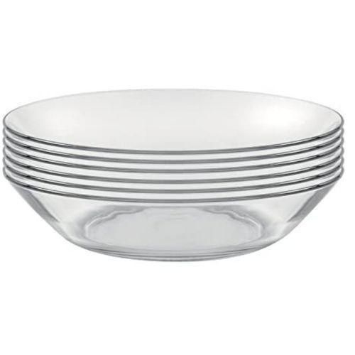 6 Pieces Set Of Clear Glass Soup Plates-Transparent